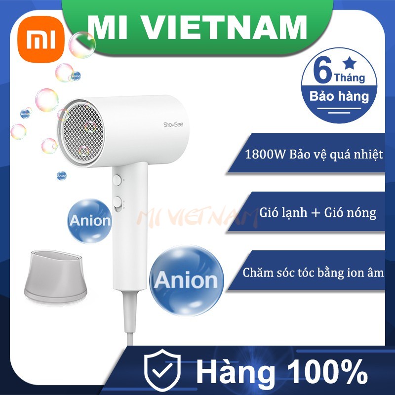 Máy sấy tóc bổ sung ion âm Xiaomi SHOWSEE A1-W 1800W cao cấp Chống Xù Rối Khô Tóc Bảo hành 6 tháng