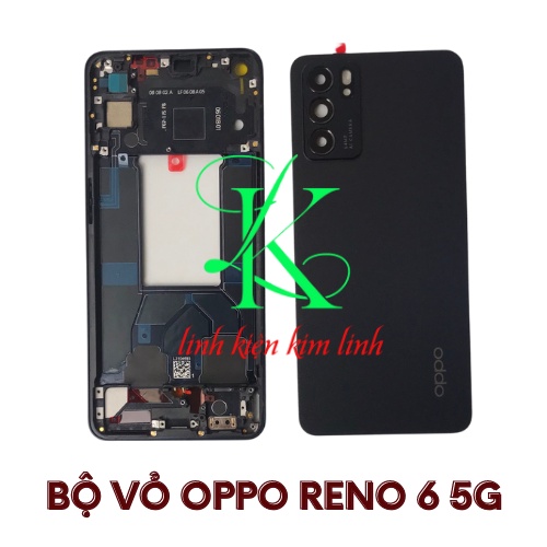 Bô vỏ oppo reno 6 5g có sườn ôm màn pin, kính cam và nắp lưng sau