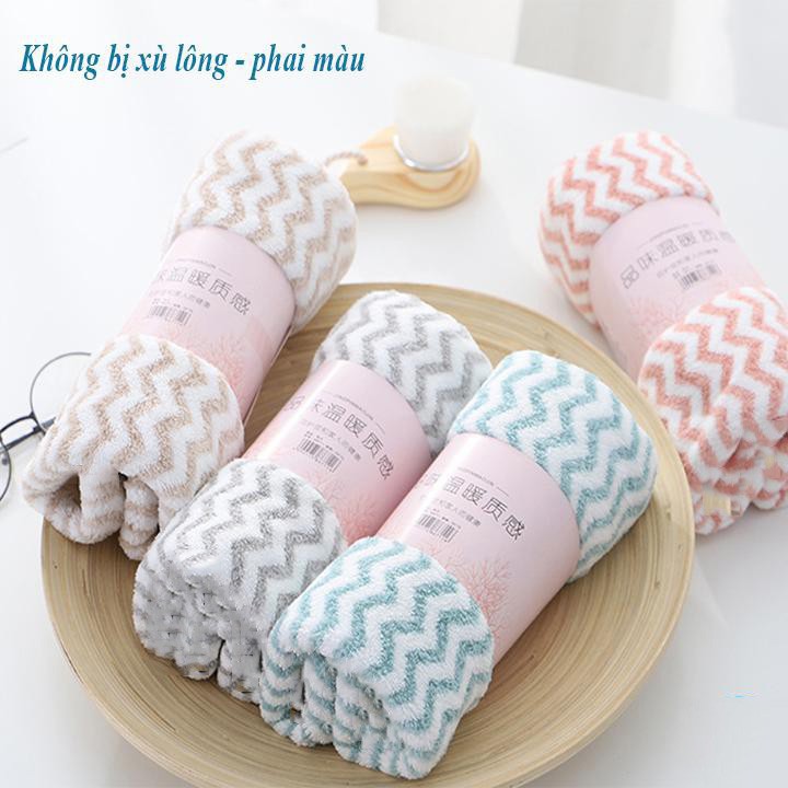 Khăn Mặt Lông Cừu Xuất Dư Hàn Quốc Vân Kẻ Sọc 003 không phai màu rụng lông [Hàng loại 1]⚜️FREESHIP⚜️