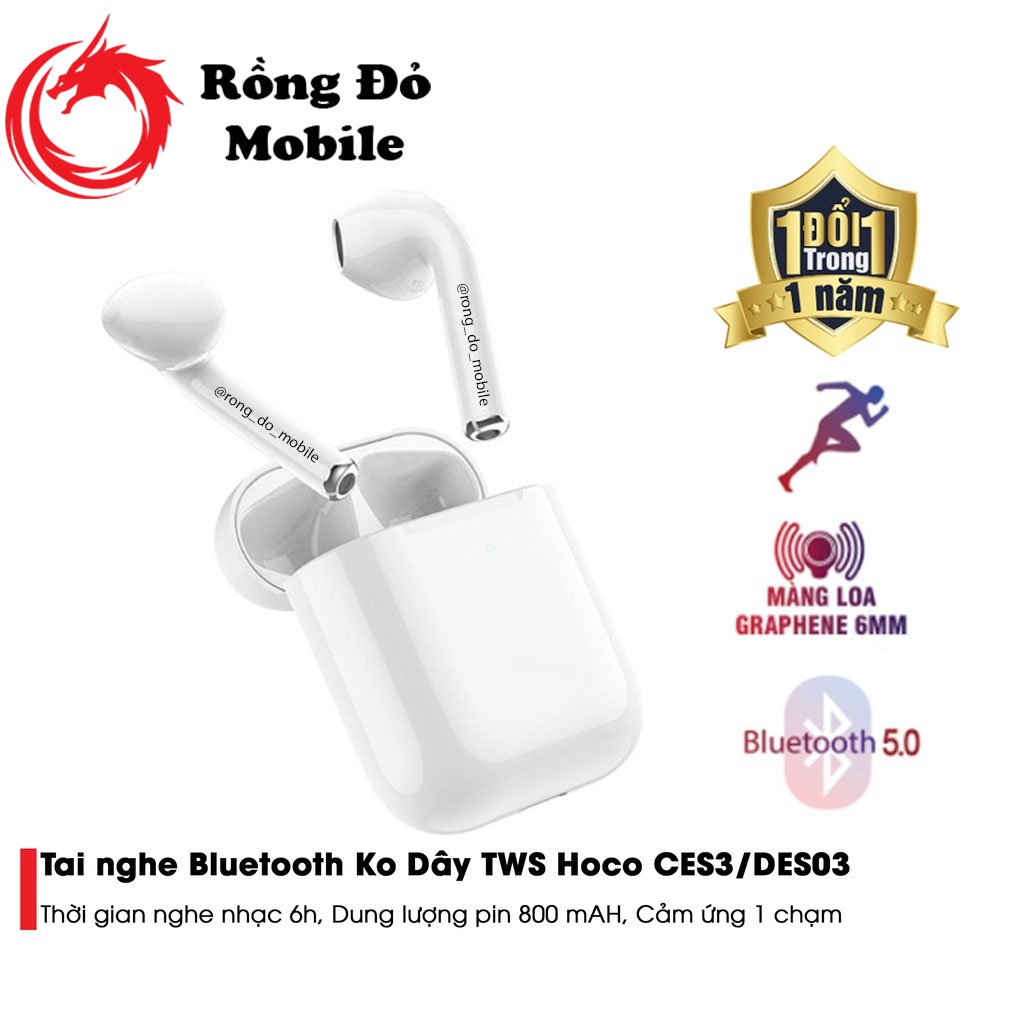 Tai nghe Bluetooth TWS Hoco CES3 V5.0, định vị, đổi tên, chạm cảm ứng đa điểm, cửa sổ kết nối