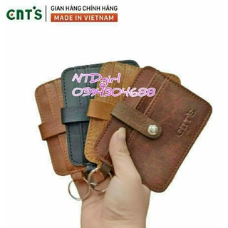 Ví da mini móc khóa đựng thẻ card, bóp da nhỏ xinh đeo chìa khóa MK06