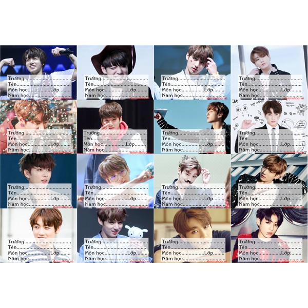 Nhãn vở Thành Viên BTS -Jungkook combo 5 bảng 50k