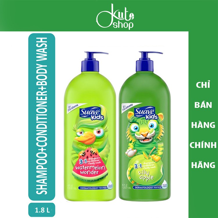 Tắm gội xả Suave Kids 3in1 Shampoo Conditioner Body Wash 1,18 lít