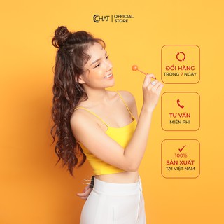Áo thun 2 dây ôm croptop cchat