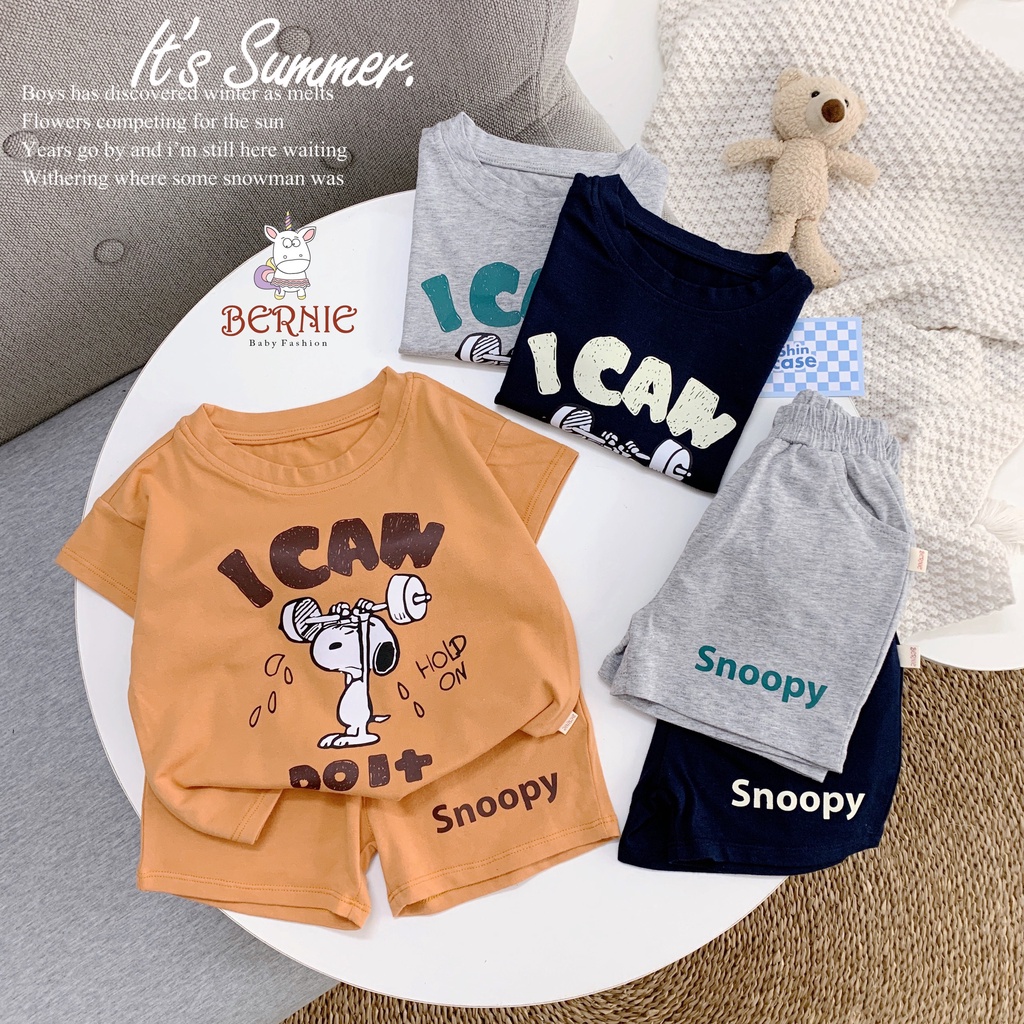 Bộ cotton mềm mát unisex cho bé, bộ thun cộc tay vải cotton mềm đẹp