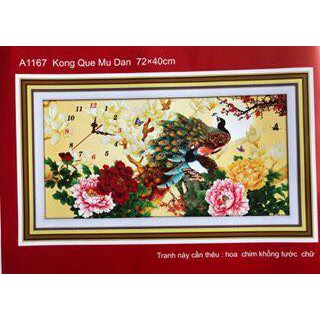 Tranh thêu chữ thập đồng hồ Phu Thê Viên Mãn A1167-72x40cm