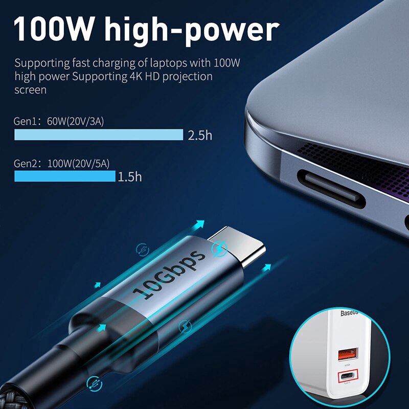 Dây cáp sạc Baseus USB 3.1 type C dành cho macbook PD Huawei p30