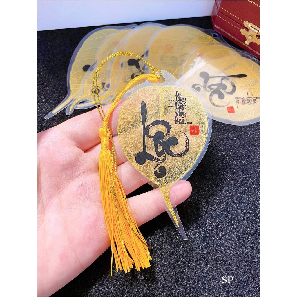 Lá bồ đề in phật dát vàng