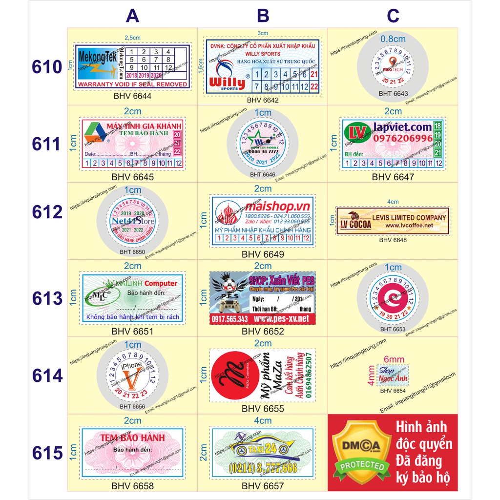 【In Tem Bảo Hành】 giá rẻ tại hà nội 50đ/cái