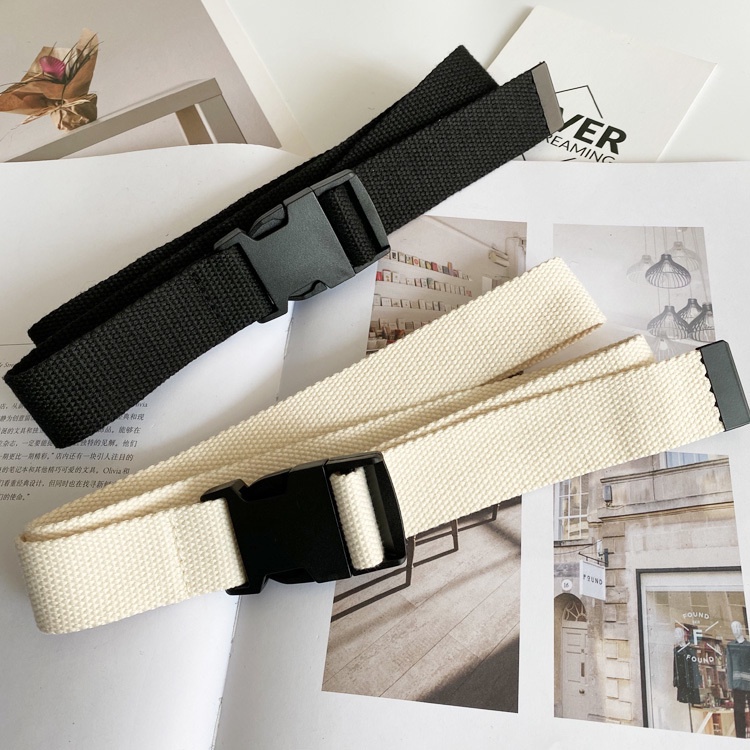Thắt Lưng Vải canvas Khóa Nhựa Thời Trang Phong Cách Hàn Quốc Cho Nam/Nữ