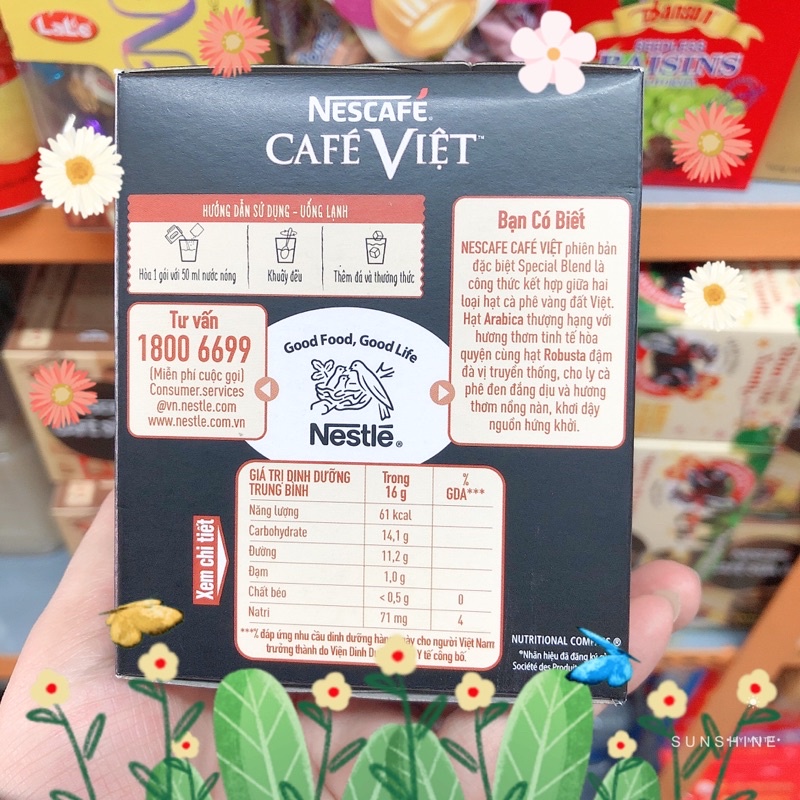 Cà Phê Đen Việt Arabica và Robusta Hoà Tan (12 gói x 16g)