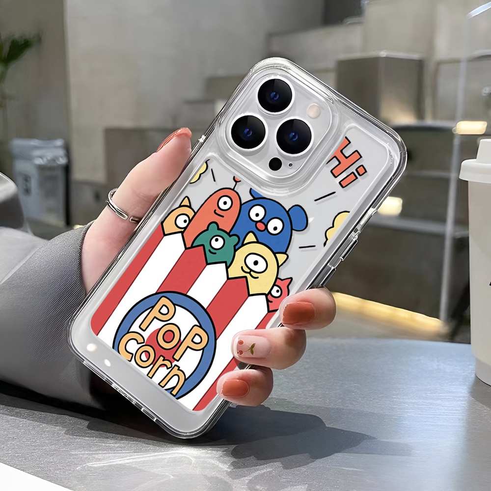 Ốp Điện Thoại Trong Suốt In Hình Quái Vật Bắp Rang Bơ Cho iphone 14ProMax 14Plus 13 11 12 7Plus X XR