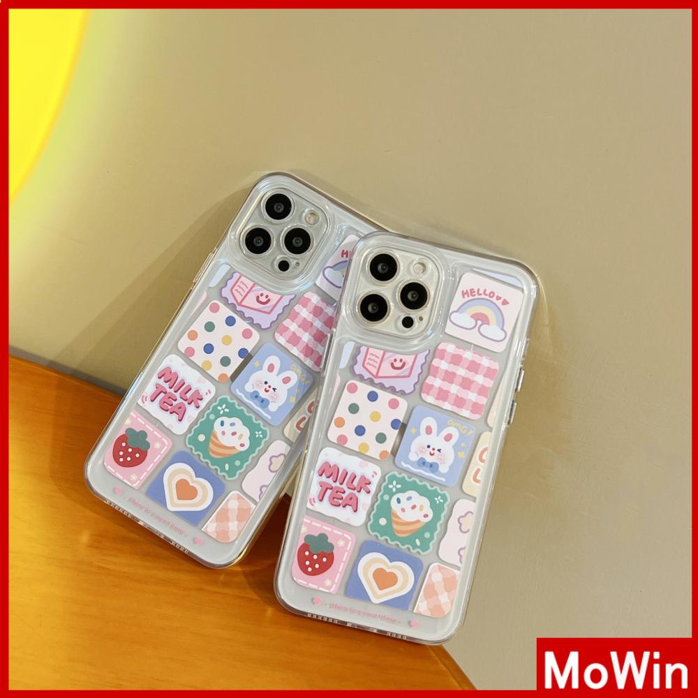Ốp điện thoại trong suốt TPU dày mềm chống va đập họa tiết thỏ cầu vồng thích hợp cho điện thoại iPhone