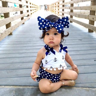 Fashion Baby Kids Girls Cloths Sets Cute Tops + Shorts + Headband 3pcs/set Clothes
