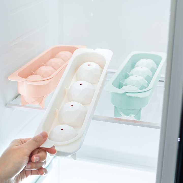 Khay làm đá viên có nắp đậy kèm hộp đựng thông minh Inochi Kari Nhật Bản, khuôn tròn, nhiều hình làm thạch Vạn Phúc