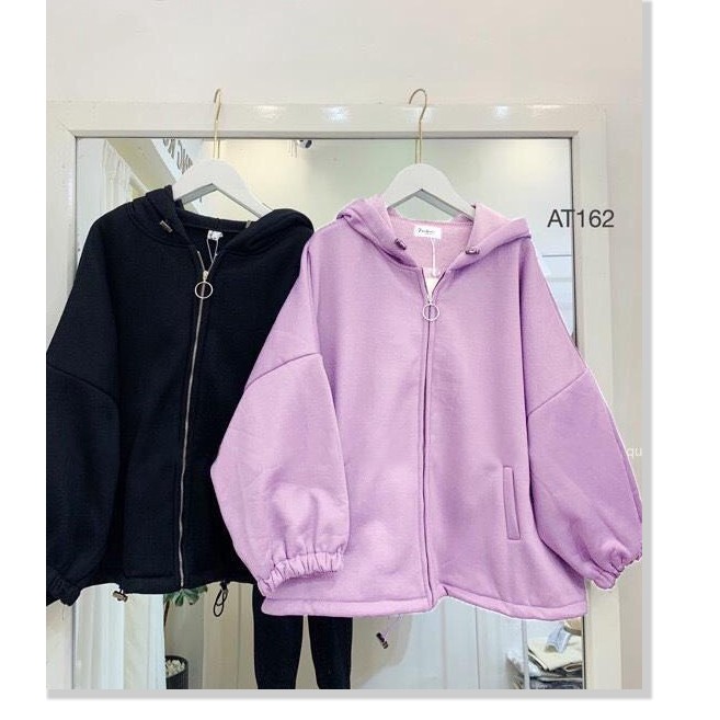 Áo hoodie,áo khoác hoodie nỉ nữ chất thun nỉ mềm mịn from rộng  ( có khóa kéo)