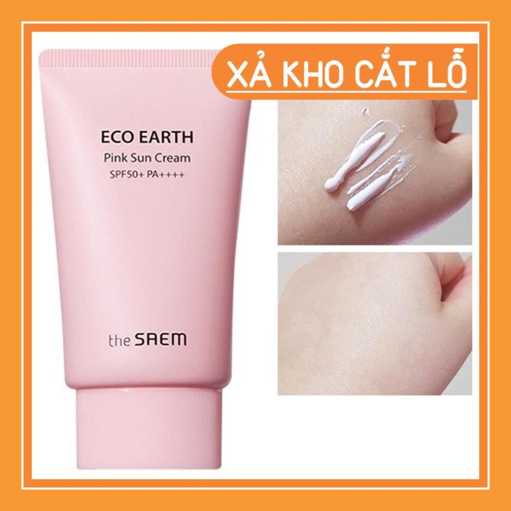 Kem Chống Nắng The SAEM Eco Earth Power Pink Sun Cream SPF50+ PA++++ 50g - Hồng