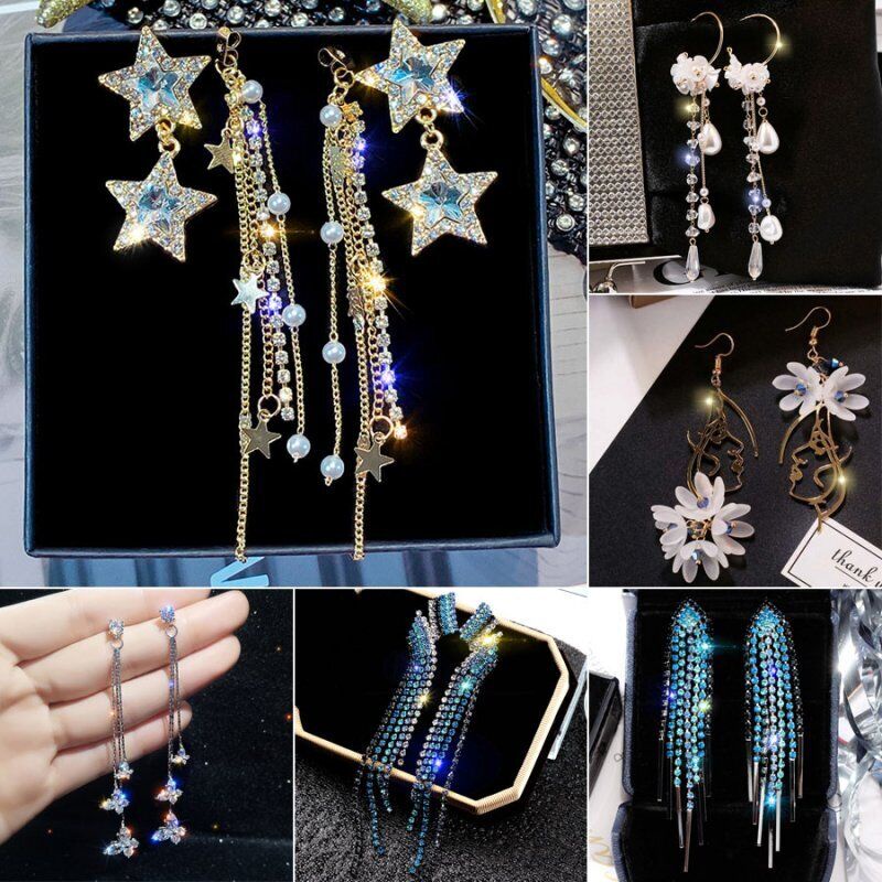 Hoa Tai Dáng Dài Đính Ngọc Trai Nhân Tạo Thời Trang