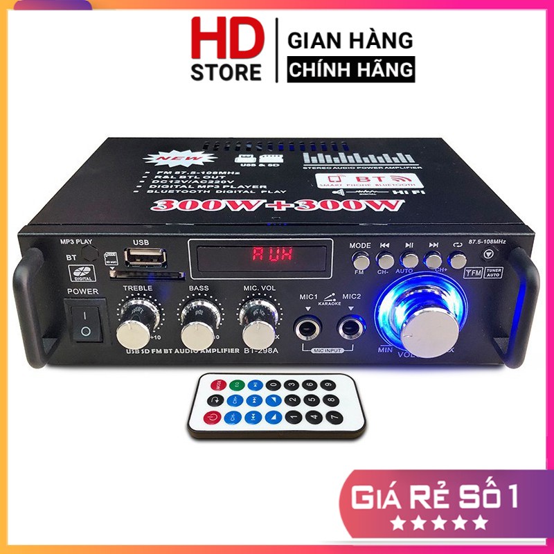 Âm ly giá rẻ - Amly Mini Bluetooth BT-298A cao cấp chức năng đa dạng - Bảo hành 12 tháng