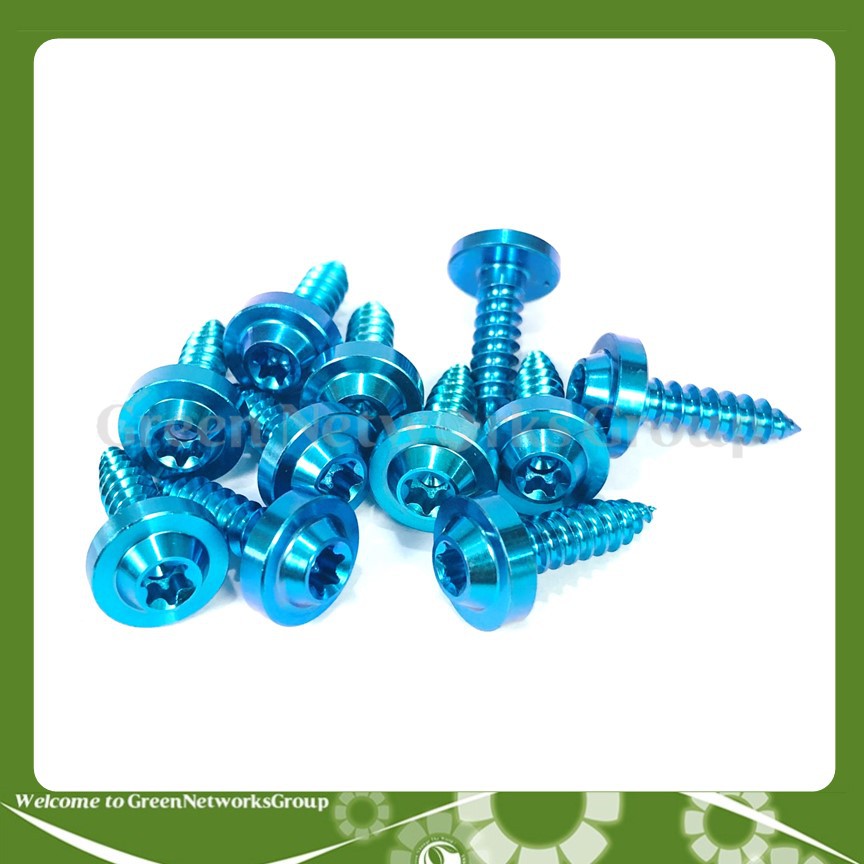 Ốc GR5 đầu dù Màu Xanh Lục Bảo 5 Ly 15 ren xoắn gắn dàn Áo xe Yamaha Greennetworks ( 1 Con )