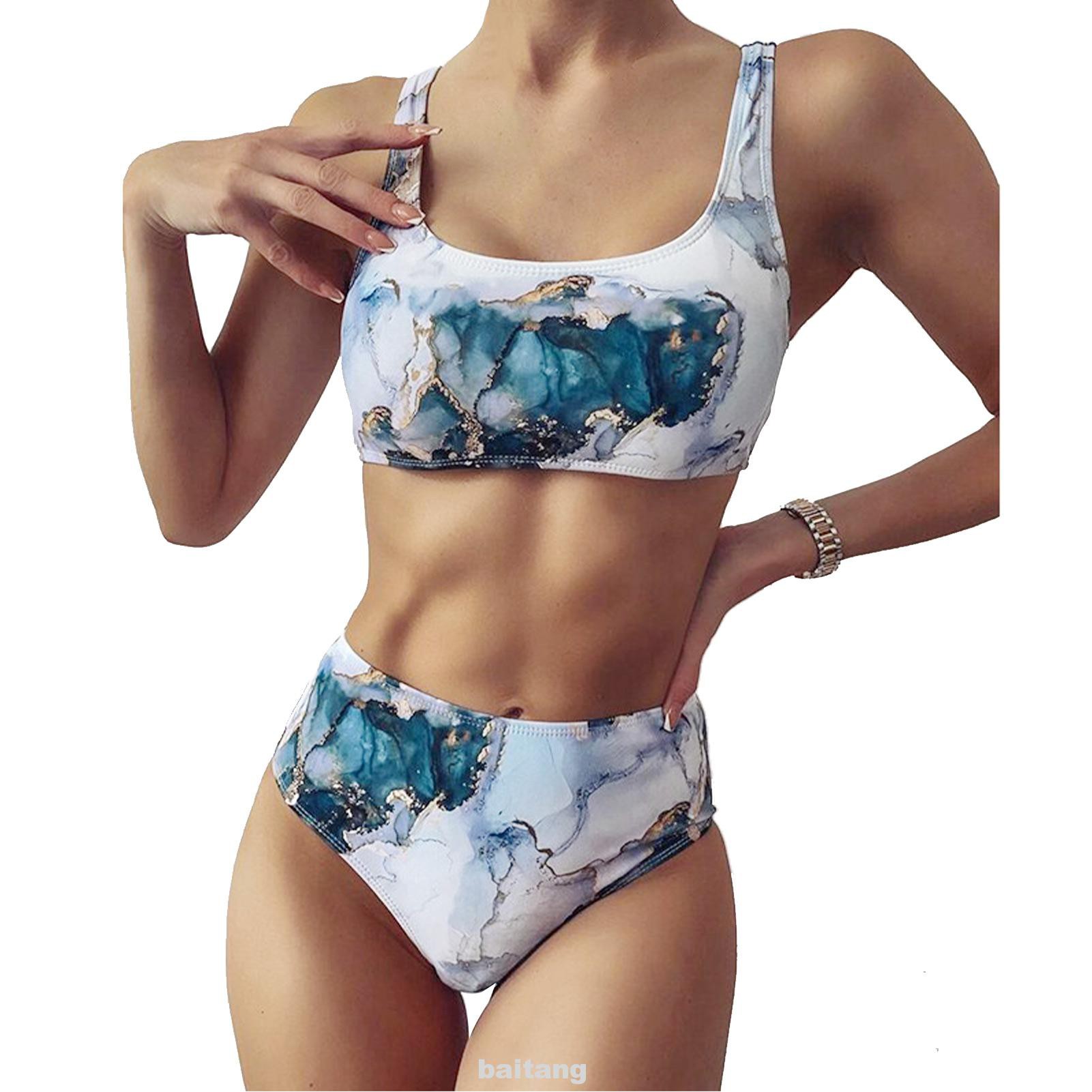 Bikini Thể Thao Lưng Cao Hoạ Tiết Đá Cẩm Thạch | BigBuy360 - bigbuy360.vn
