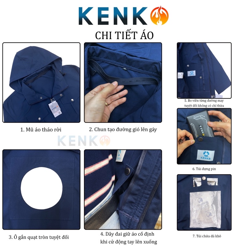 Lẻ áo điều hòa KENKO không kèm pin quạt có ngăn chứa đá khô