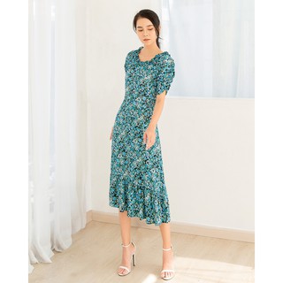 Đầm Mentosa Cổ bèo Tay Nhún 2 Họa Tiết - K1M12030820