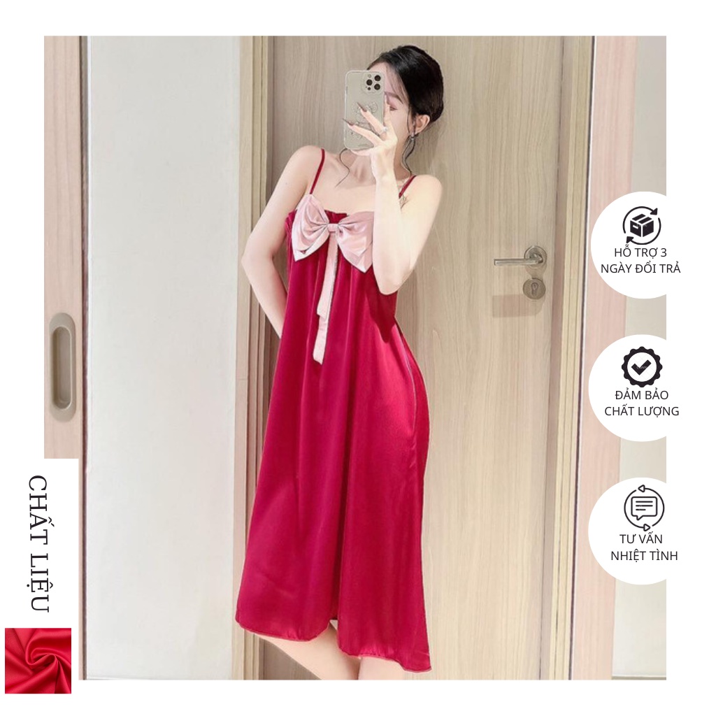 Đầm Ngủ Dễ Thương Bigsize,Váy mặc nhà Chất Liệu Lantin Mềm mịn