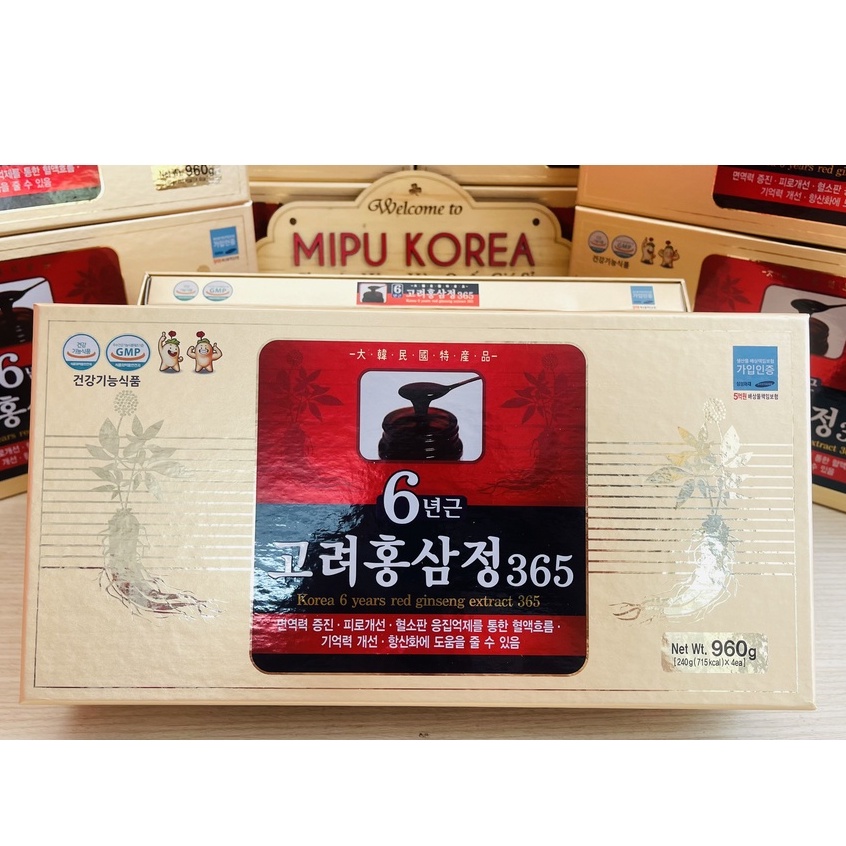 Cao Hồng Sâm 365 Hàn Quốc Hộp 4 Lọ x 240Gr