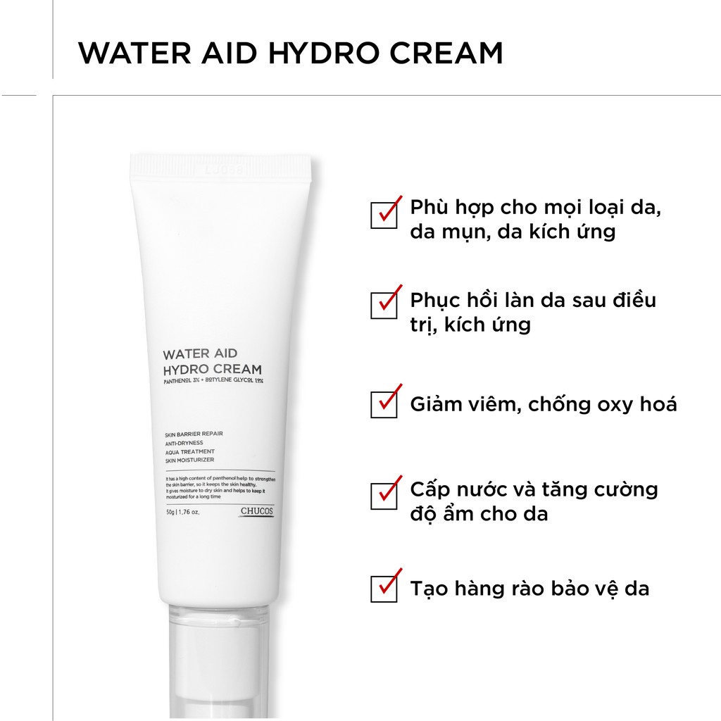 Kem cấp nước khóa ẩm Chucos WATER AID HYDRO CREAM 50g