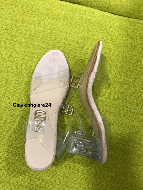 Giày sandal cao gót quai trong 5cm da lộn GODL