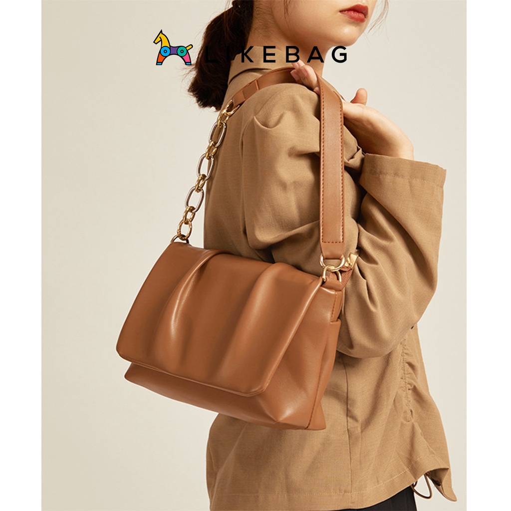 Túi xách cầm tay, đeo vai nữ LIKEBAG dây da phối xích bản to các tính 219XK6757 - LIBAGI