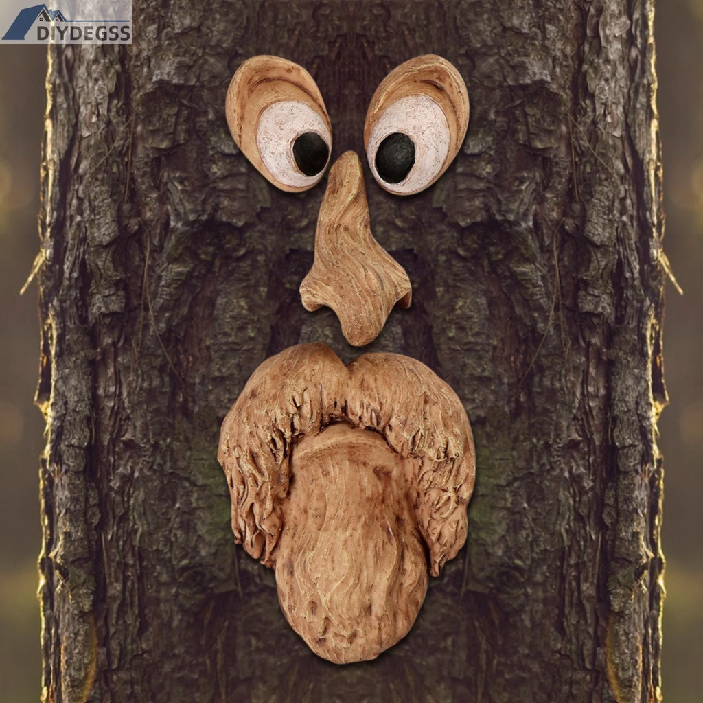 Diydegss2 Old Man Tree Face Hugger, Bark Facial Features Ornaments, Funny Art Decor