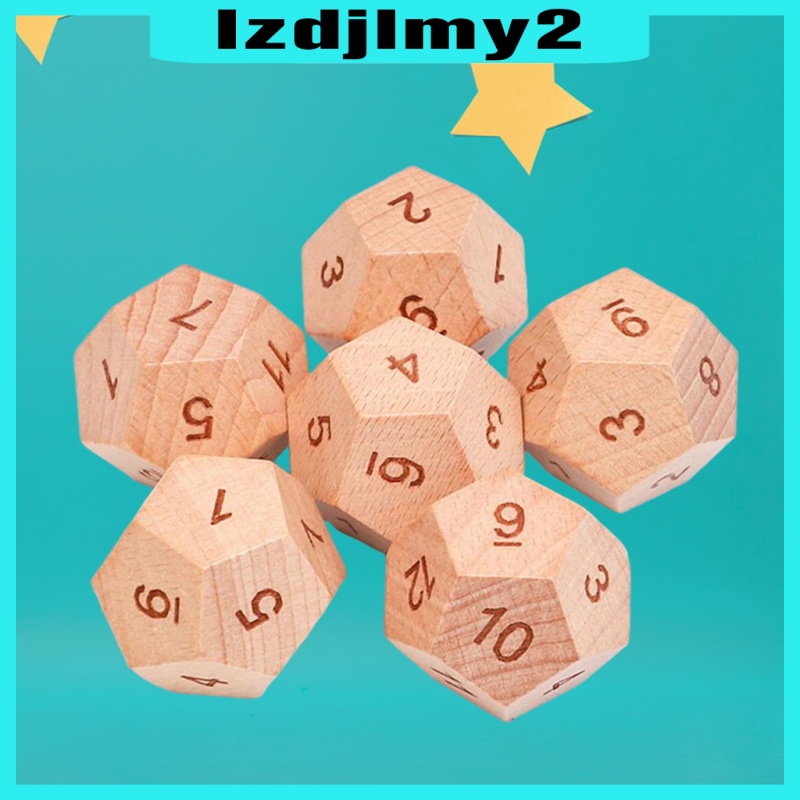 Romanful 5pcs Wooden D12 12-Sided Dice Board Game DND MTG Dice for Role Playing