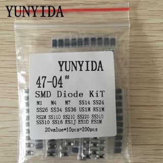 Set 200 Điốt Smd Ss110 Ss220 Ss210 Ss310 Ss510 Ss16 Ss26 Ss34 Ss36 Es1J Es1D M7 M4 Us1M