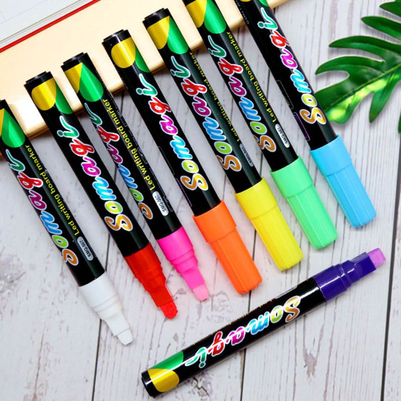 Bút Dạ Quang 8 Màu Dùng Viết Bảng/ Bảng Đen/ Bảng Đèn LED Tiện Dụng