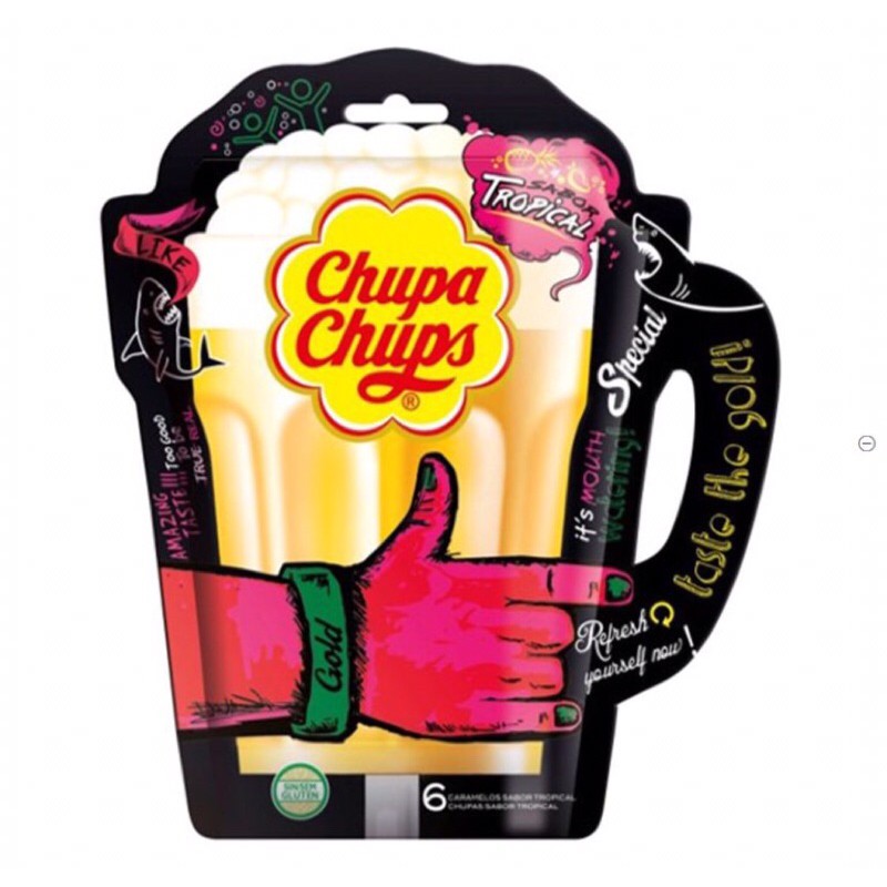 Kẹo Mút Chupa Chups Ly Bia Hương Trái Cây Nhiệt Đới (7 Que x 15G)