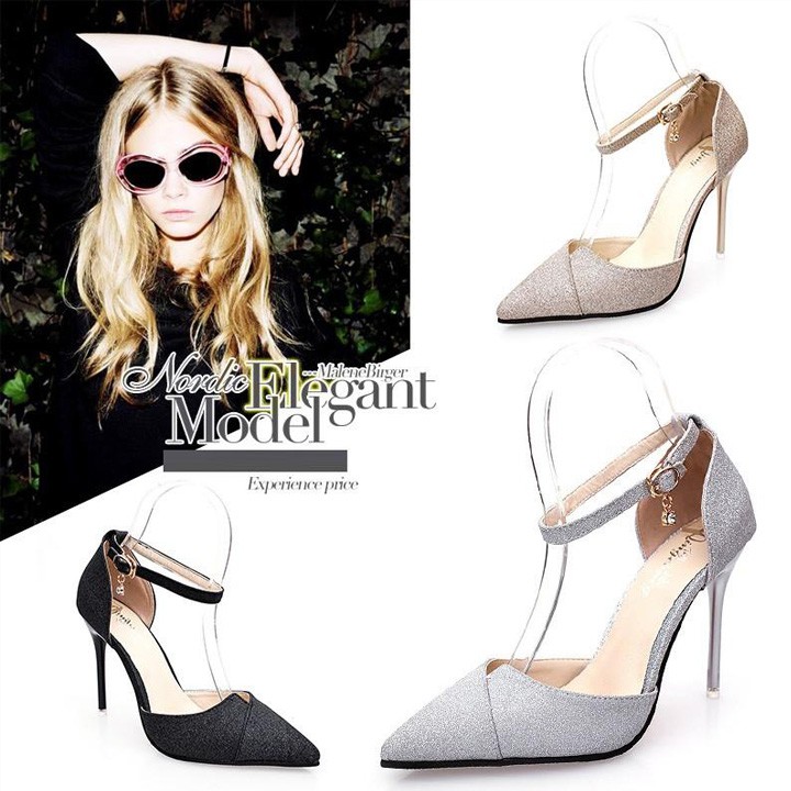 Giày sandal cao gót nữ gót nhọn 9cm quý phái