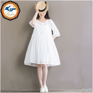 ĐẦM BABYDOLL TRẮNG HẠT (KÈM VÁY 2 DÂY)