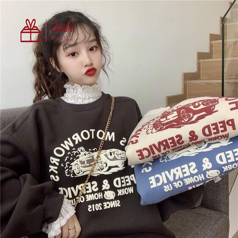 Áo SWEATER nỉ bông unisex WORK Daski , Áo nỉ dài tay phong Ulzzang