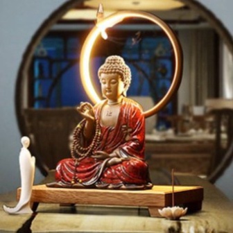 Thác trầm phật A di đà- tượng A Di Đà gốm tử sa men hỏa biến chế tác thủ công, tượng trang trí