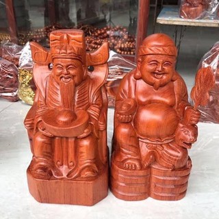 Thần tài thổ địa gỗ Hương cao 20cm