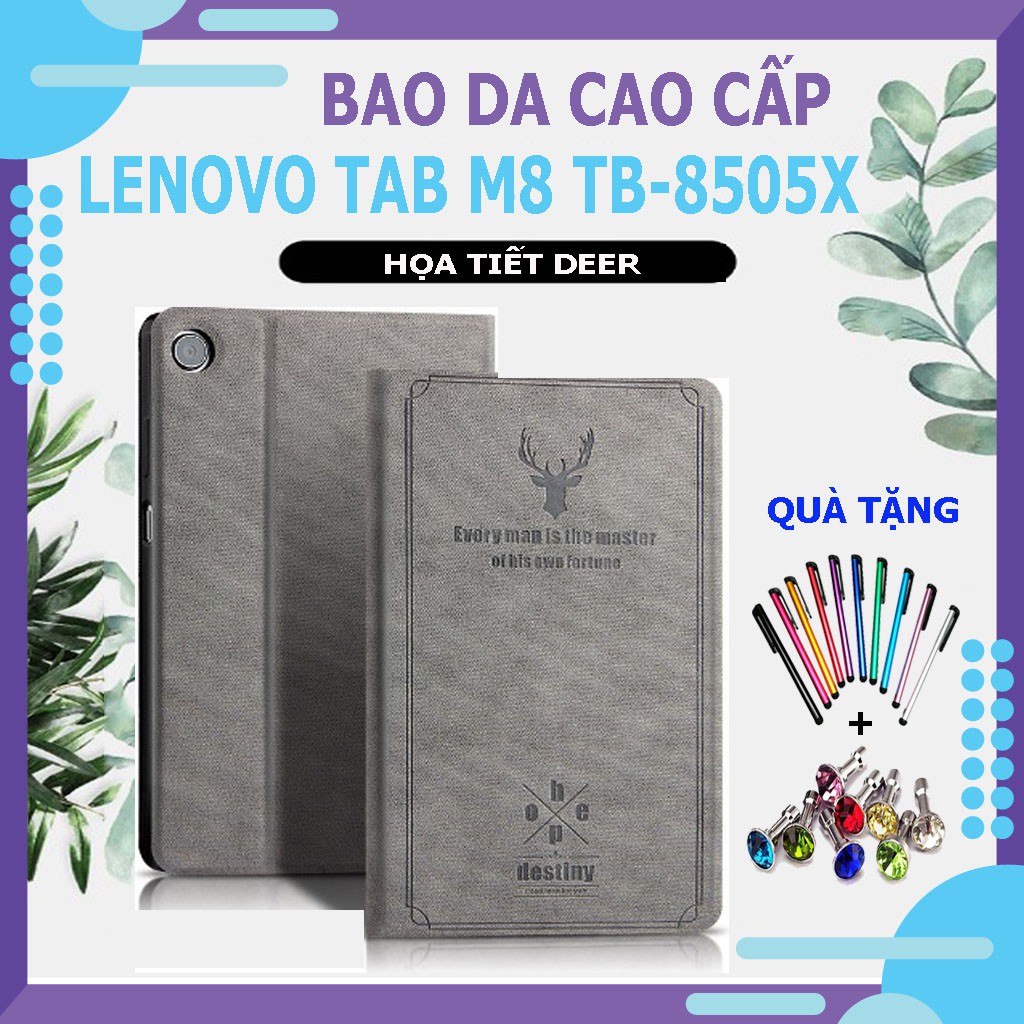[ Freeship + Quà Tặng ] Bao da Lenovo Tab M8 TB-8505X cao cấp | Họa tiết Deer | Tặng kèm bút cảm ứng và que chọc sim