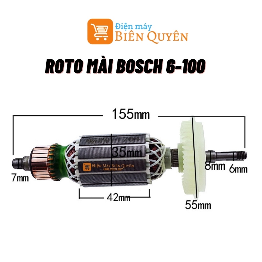 Roto Máy Mài Bosch GWS 6-100 Dây Đồng 100% Tặng Chổi Than MADIKA