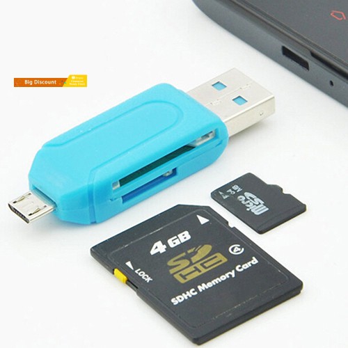 Đầu Đọc Thẻ Nhớ Usb Otg 2 Trong 1 Cho Pc Điện Thoại