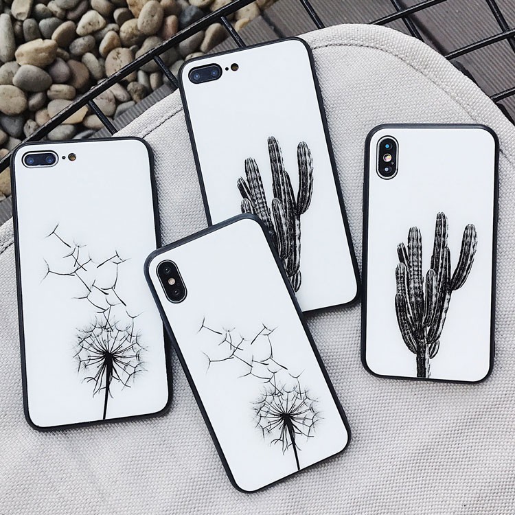 Ốp iphone Kính Cường Lực Xương Rồng - Bồ Công Anh cho 6/6s/7/8/x/xr/xsmax/11/12/13/plus/splus/mini/pro/promax/max-k207