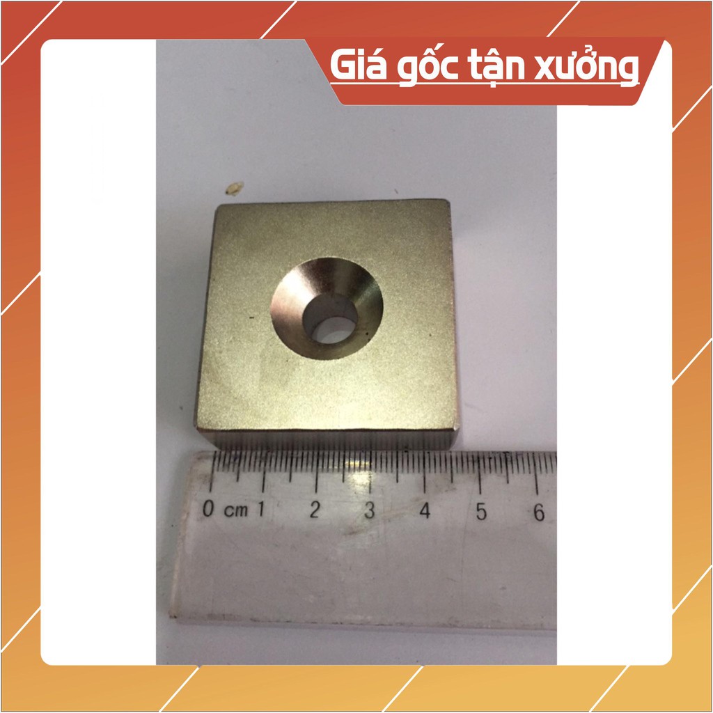 [Xả Kho] Nam châm viên đất hiếm 45x45x15 lỗ, loại nam châm siêu mạnh có lỗ bắt vít