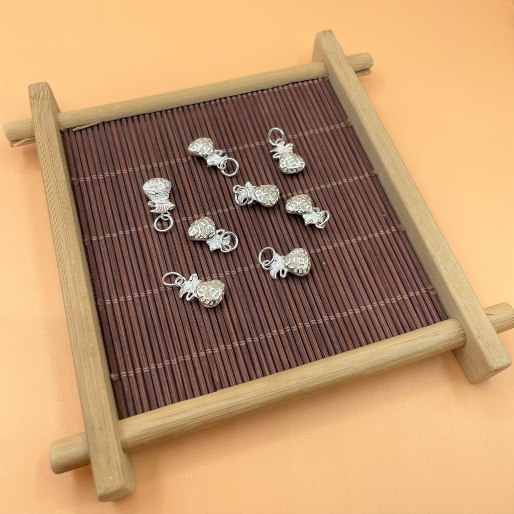 Charm túi tiền may mắn có móc treo bạc trắng s925 - Charm Bạc 925 - Mã CB322