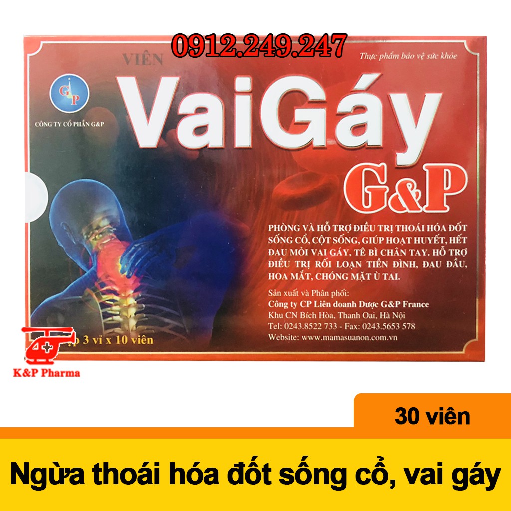 Viên Vai Gáy G&P – Hỗ trợ giảm thoái hóa đốt sống cổ, cột sống, giúp hoạt huyết, hết đau mỏi vai gáy