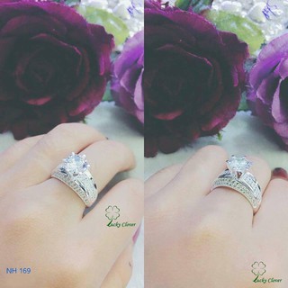 Nhẫn BẠC Nữ mặt cao nạm đá cao cấp